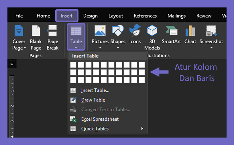 Buat Tabel Teks di Word