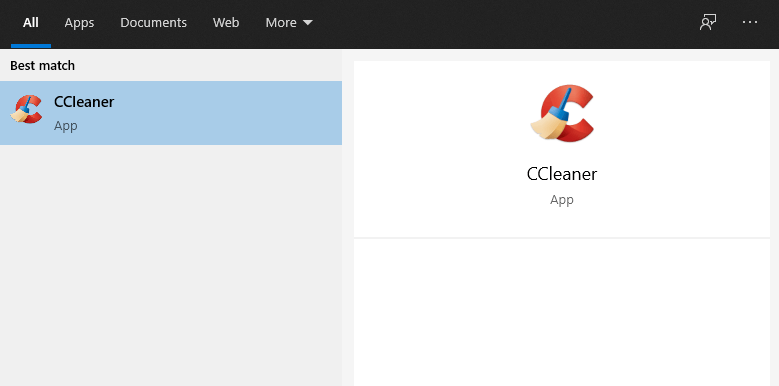 CCleaner di Pencarian Windows