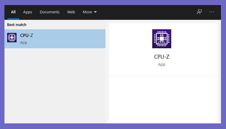 Aplikasi CPU Z di Windows