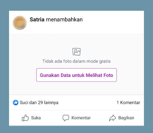 Contoh Mode Gratis Aktif di Aplikasi FB