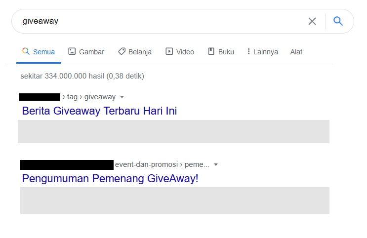 Contoh Hasil Pencarian Giveaway