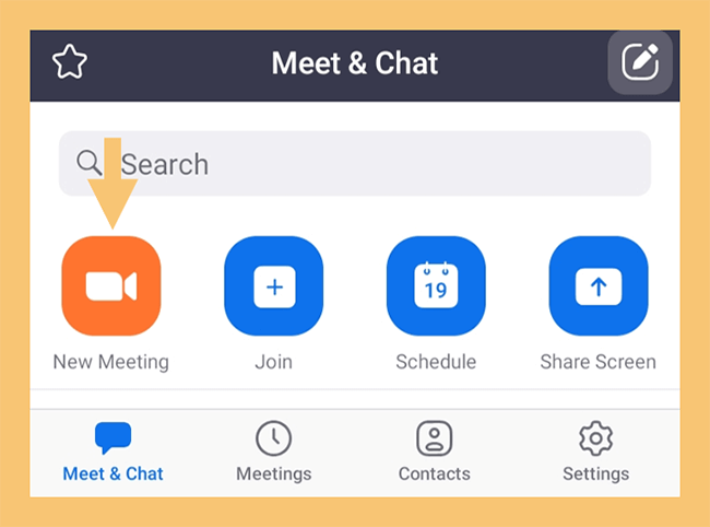 Menu New Meeting di Zoom Android