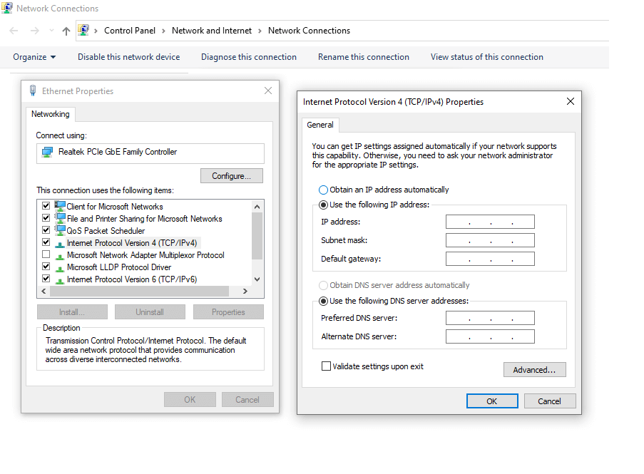 Halaman Setting IP