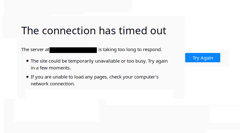 Contoh Pesan Connection Timeout di Browser