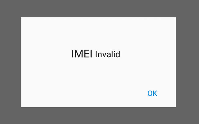 Contoh Pesan IMEI Invalid di Android