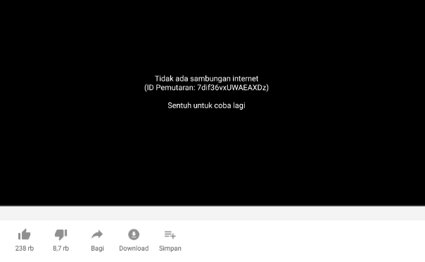 Contoh Pesan Tidak Ada Sambungan di Youtube