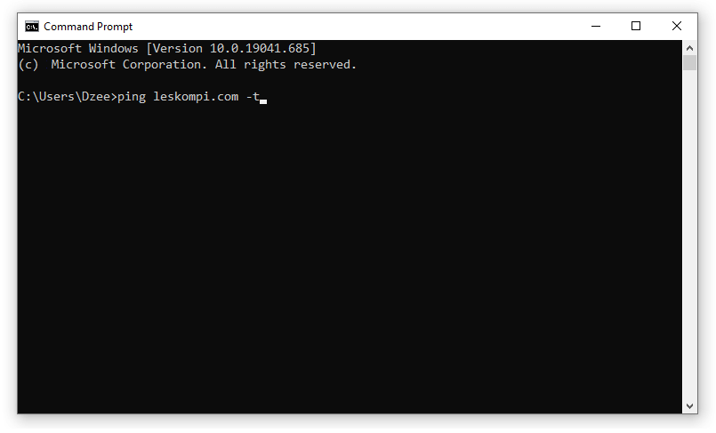 Contoh Ping Situs di Command Prompt