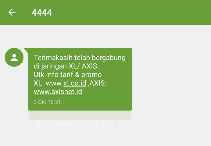 Contoh Registrasi Kartu XL di HP