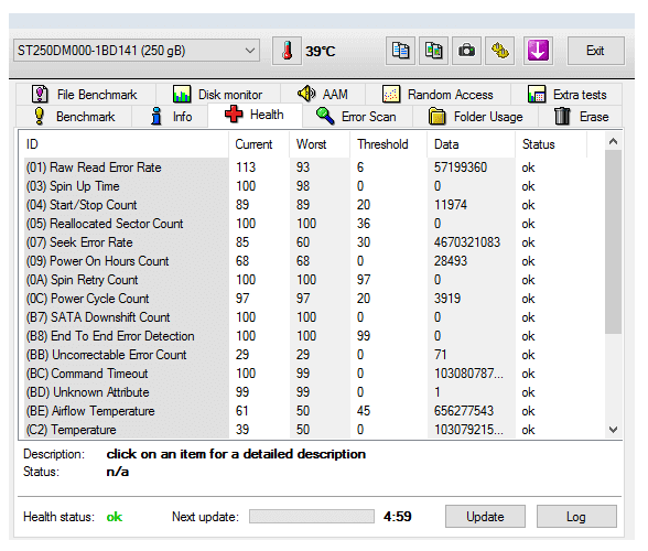 Status Harddisk di HDTune