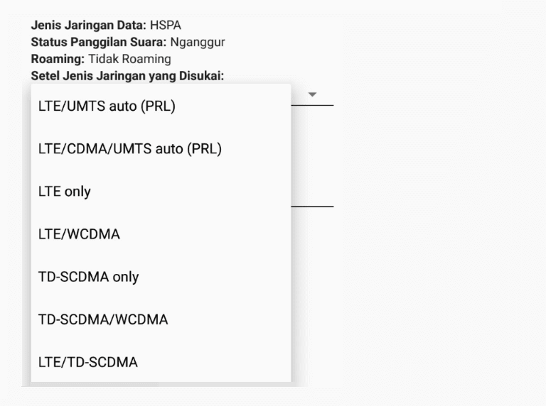 Atur Jenis Jaringan XL