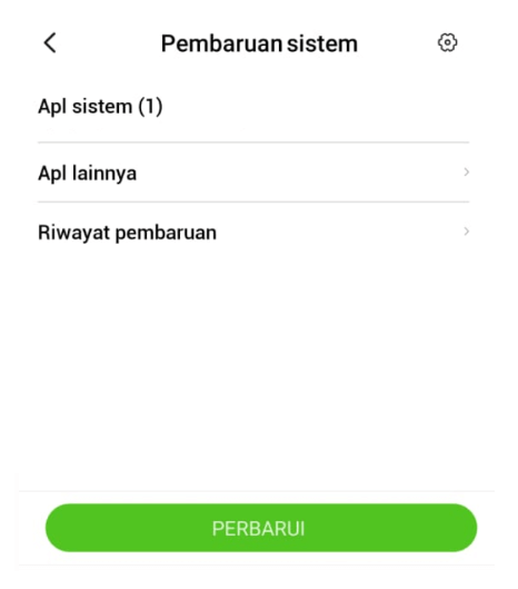 Halaman Perbarui Sistem