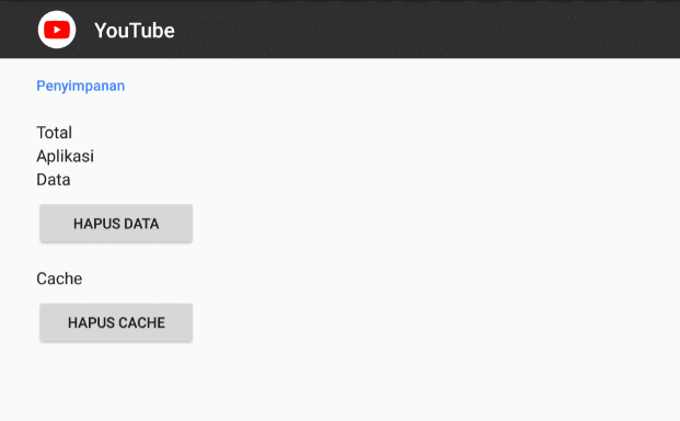 Opsi Hapus Data dan Cache Youtube