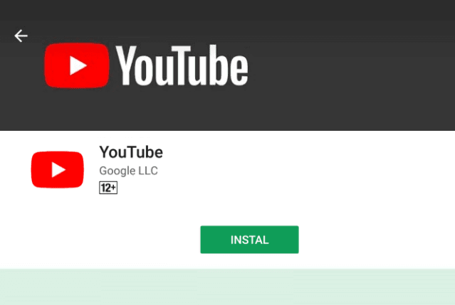 Menu Install Youtube