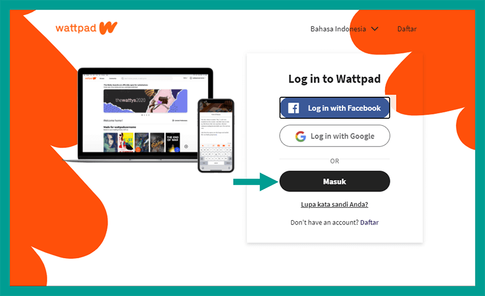Login ke Akun Wattpad
