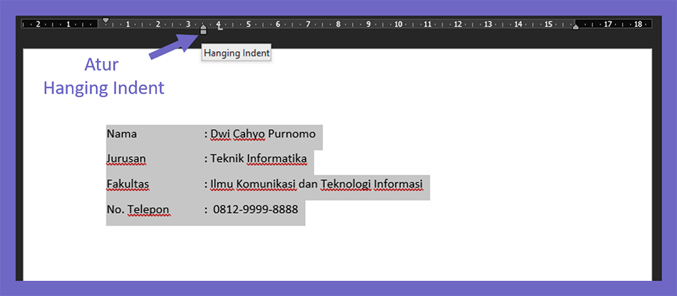 Atur Hanging Indent di Word
