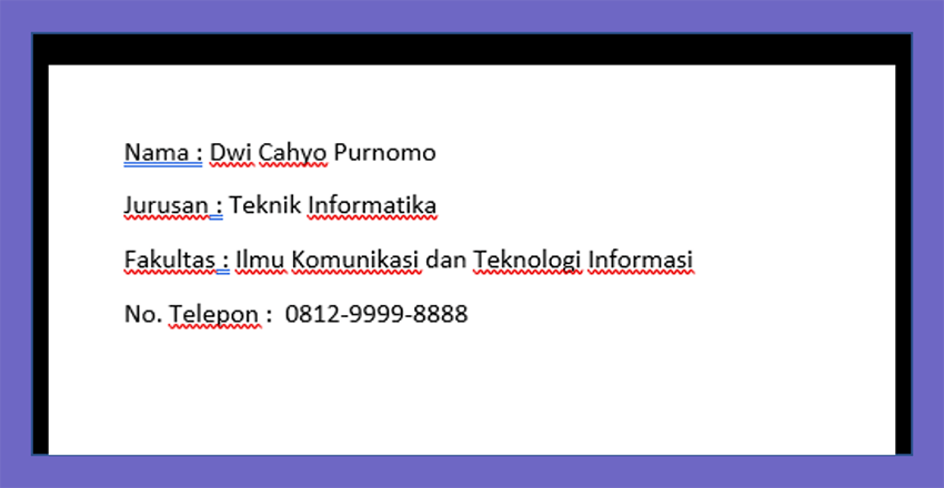 Isi Data Dokumen di Word
