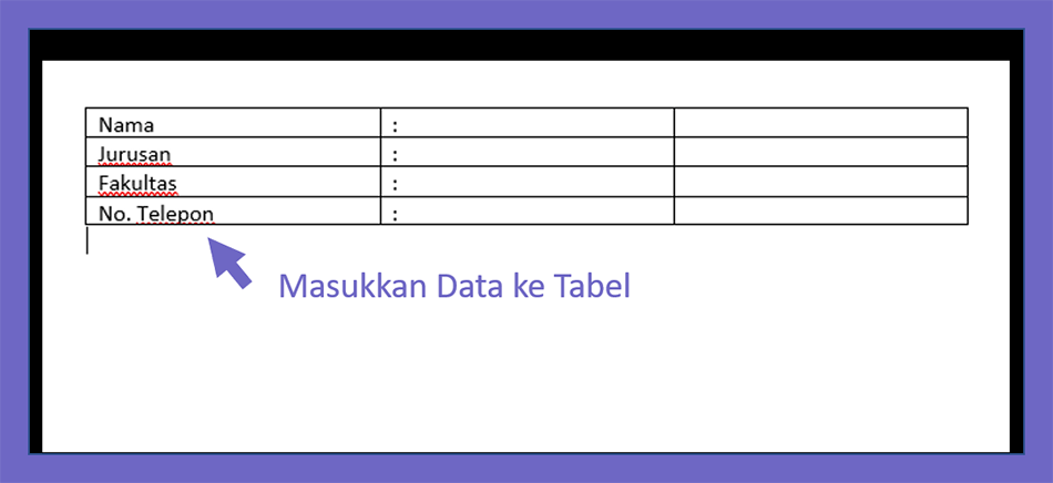 Isi Data Tabel di Word