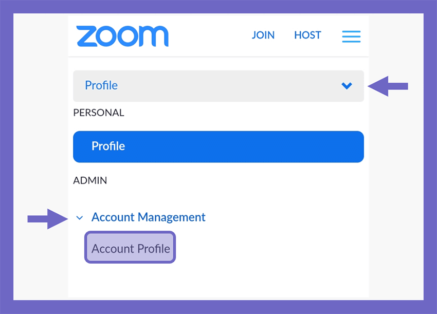 Menu Account Profile Situs Zoom