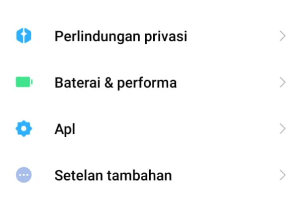 Menu Aplikasi di HP