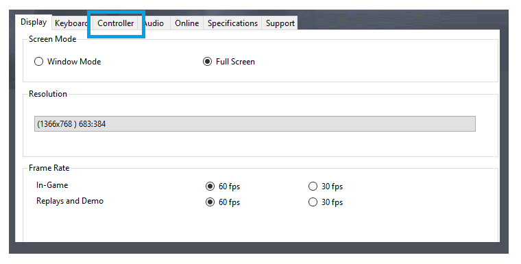 Tab Controller di Setting PES