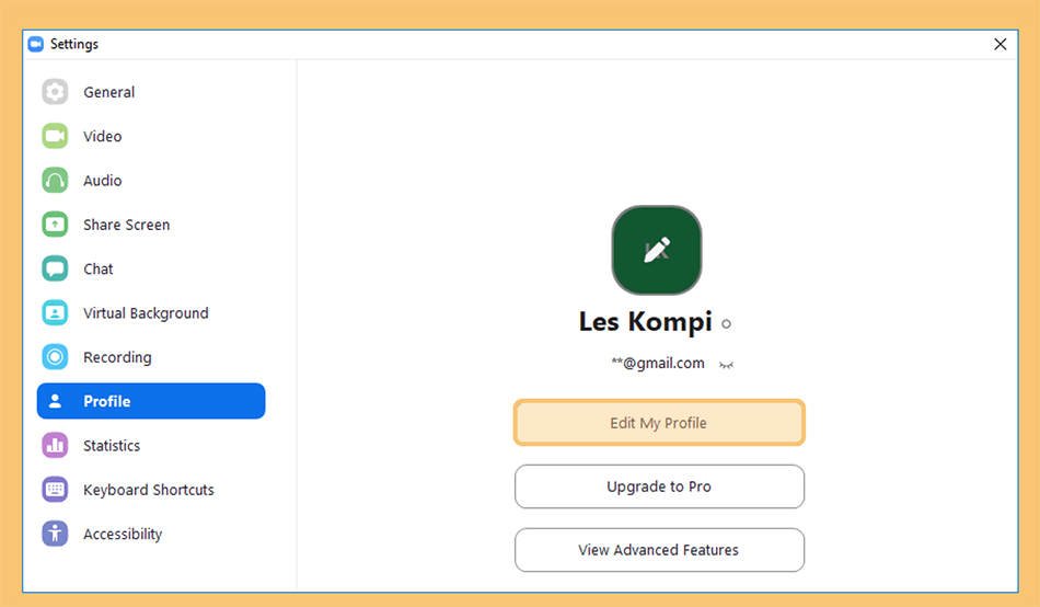 Opsi Edit My Profile di Zoom