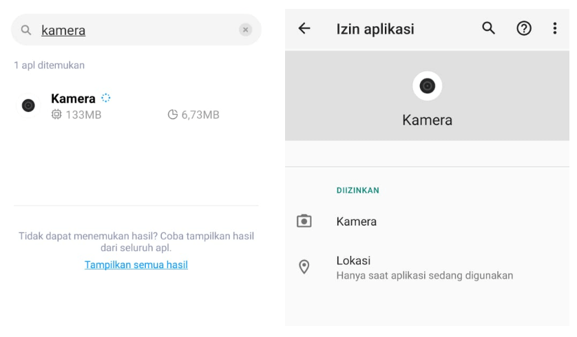 Menu Izin Kamera HP Xiaomi