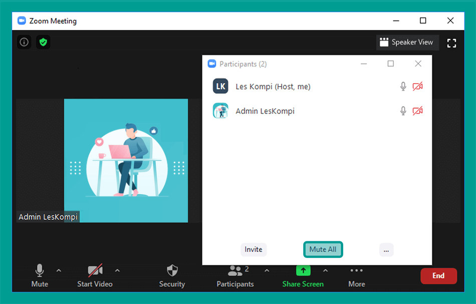 Menu Mute All di Zoom