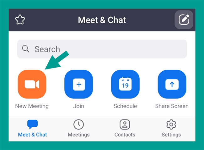 Opsi New Meeting di Zoom Android