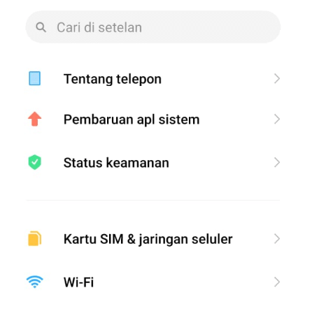 Menu Tentang Telepon di Android