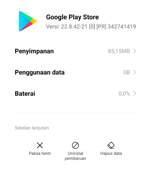 Uninstall Update di Playstore