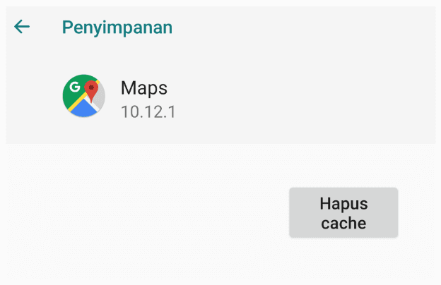 Menu Hapus Cache di Maps