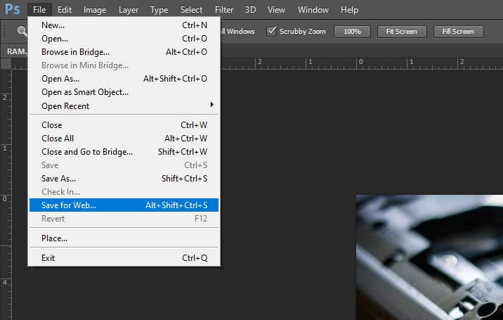 Pengaturan Save for Web Photoshop