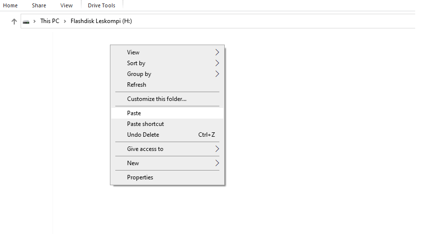 Paste Data di Flashdisk