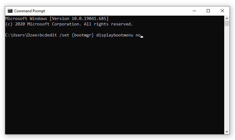 Perintah Command Prompt Nonaktifkan Boot Manager