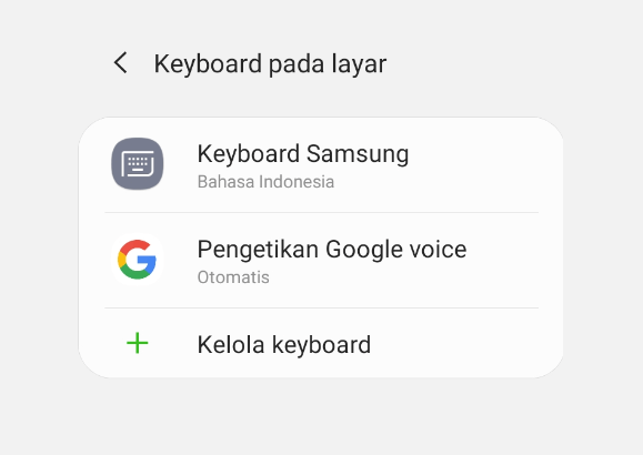 Opsi Keyboard Aktif Samsung