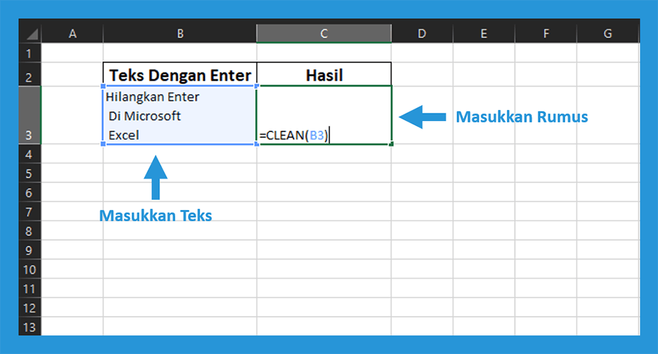 Rumus Untuk Menghilangkan Enter di Excel