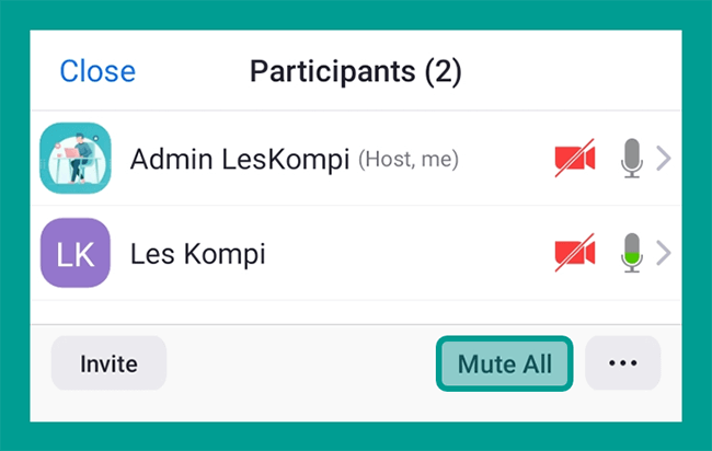Tombol Mute All Participants Zoom