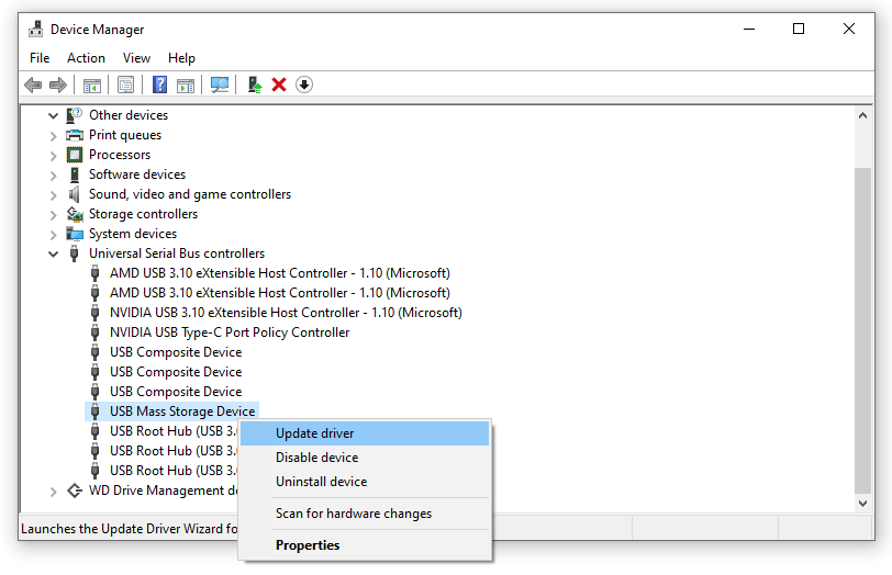 Update Driver di USB Storage