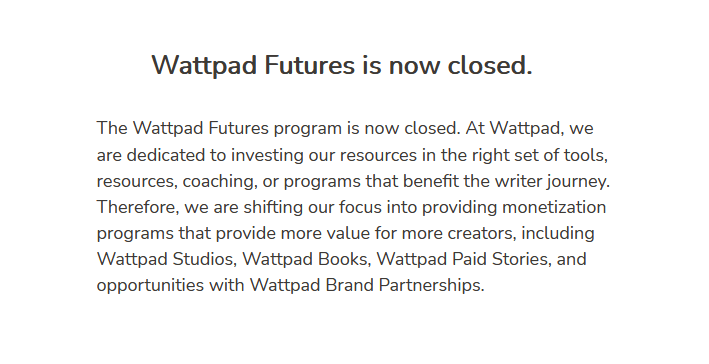 Fitur Wattpad Futures Ditutup