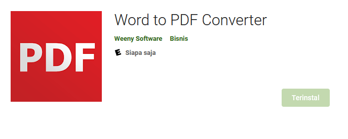 Aplikasi Word to PDF Converter di Playstore