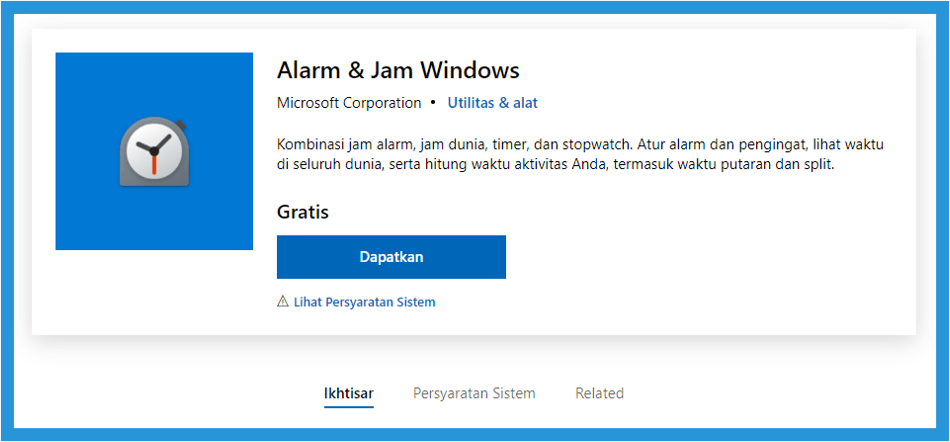 Aplikasi Alarm dan Jam di Windows