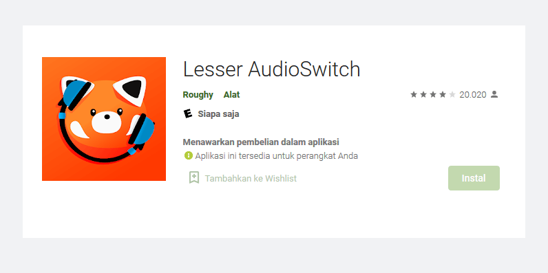 Aplikasi Lesser Audio Switch di Google Playstore