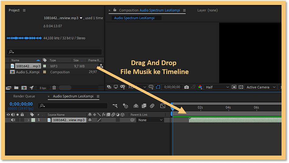 Memasukkan Backsound ke Timeline