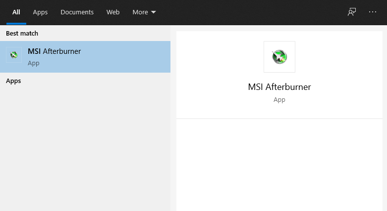 Buka MSI Afterburner di Windows