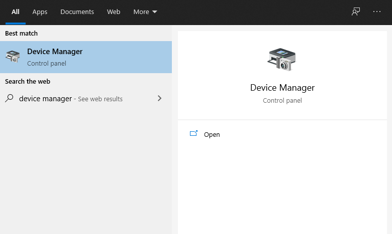 Menu Device Manager Windows