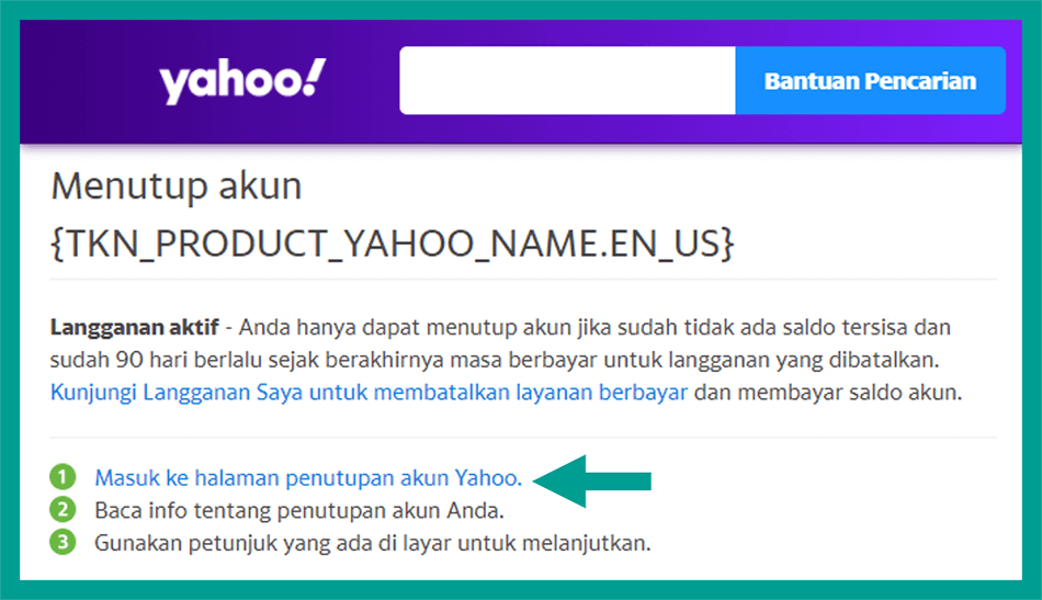 Halaman Penutupan Akun Yahoo