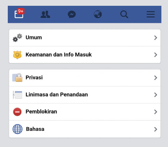 Opsi Pengaturan Privasi FB