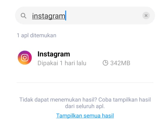 Cari Aplikasi IG Melalui Setelan