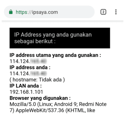 Cara Cek IP Android di IPSaya