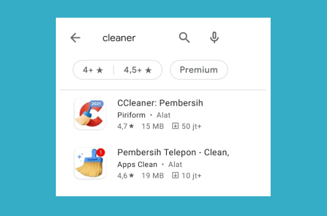 Aplikasi Cleaner di Playstore